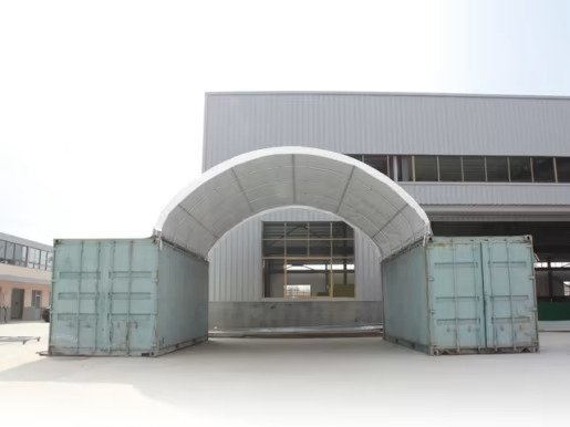 1-6x6PEBL Cubierta entre contenedores 10x12, PVC 2300 IGNIFUGA Blanca - Imagen 1